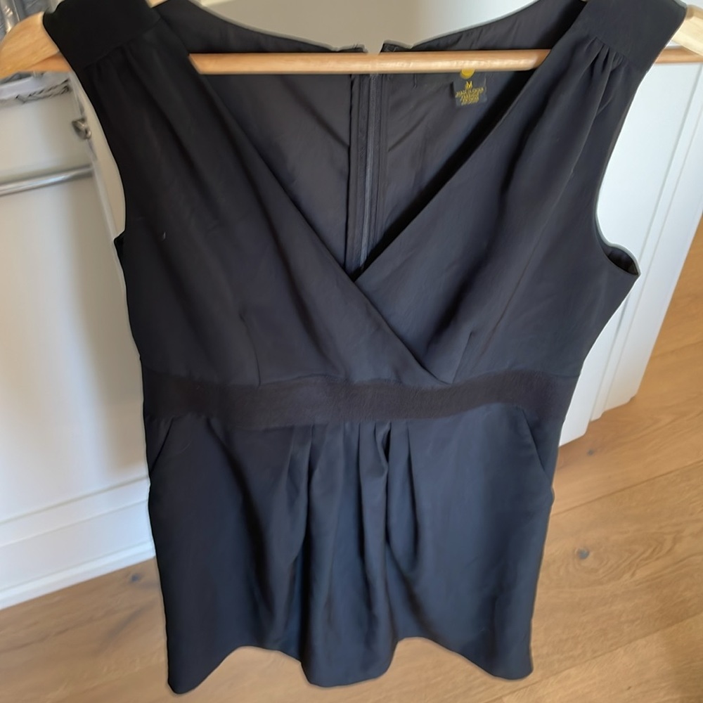 Moon (Hudson’s Bay) Black V-Neck Pleated Little Black Dress, Medium